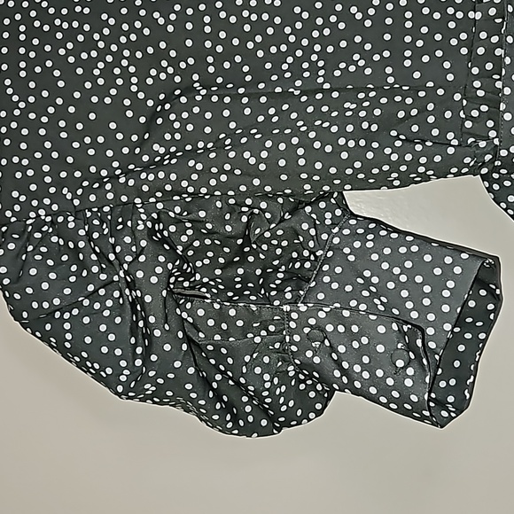 OPT Green Papin Short Balloon Sleeves Belted Midi Sundress Small Polka Dots - Picture 13 of 16